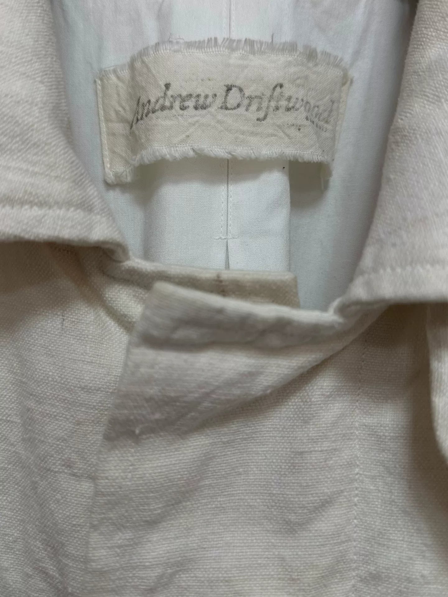 andrew driftwood tea-dyed linen coat