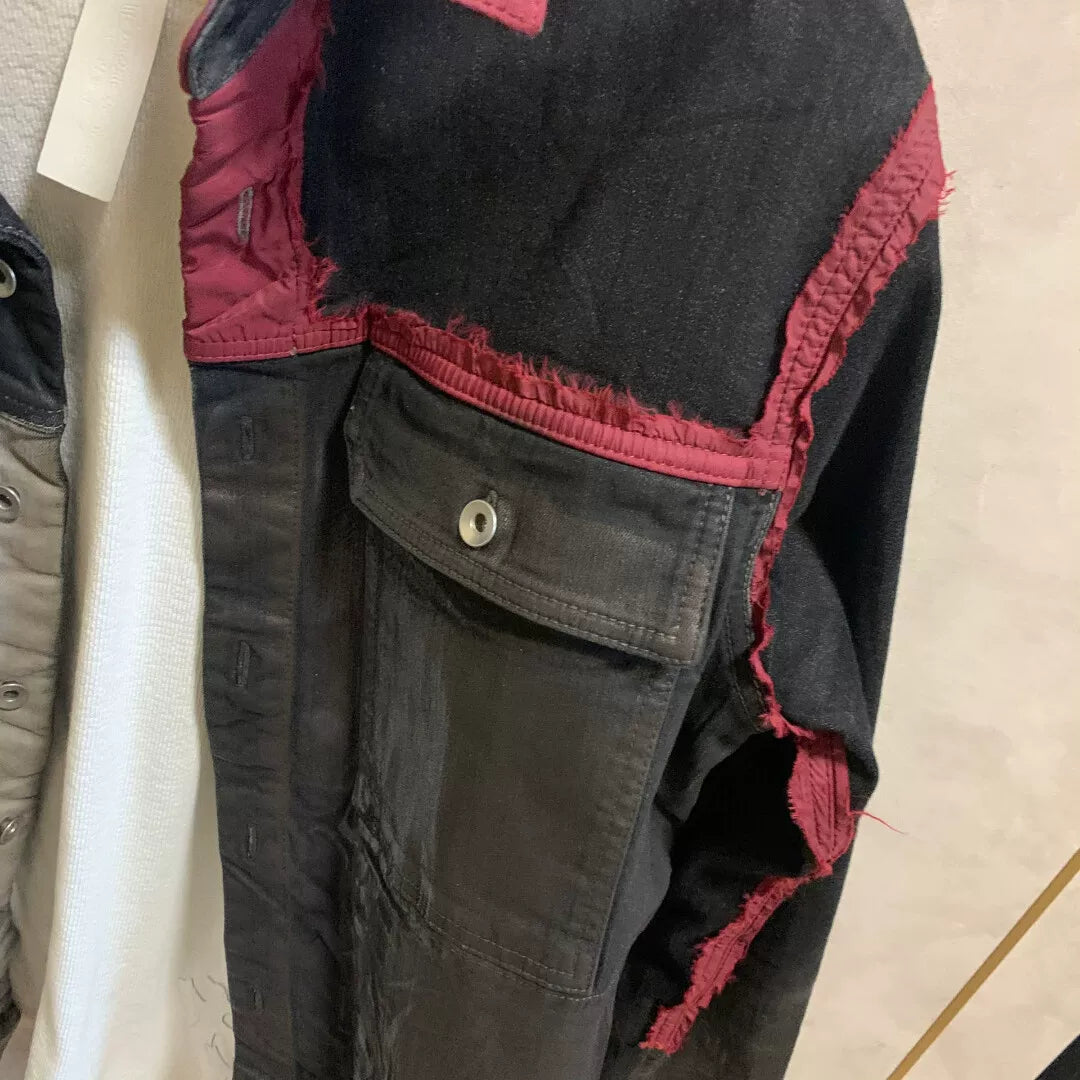 limited edition color block denim jacket