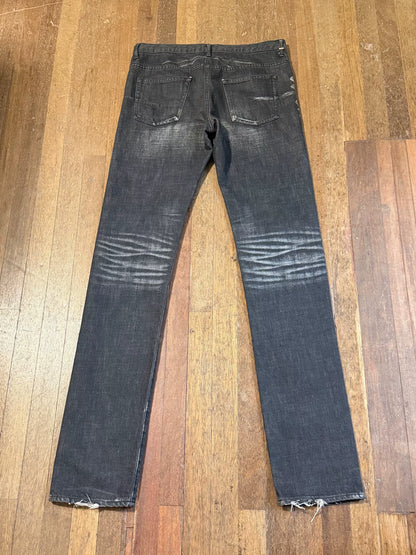 dior homme black cotton denim pants
