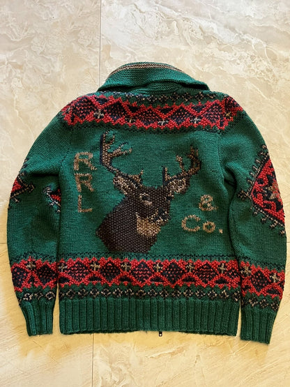 RRL Hand Knit Christmas Reindeer Cardigan