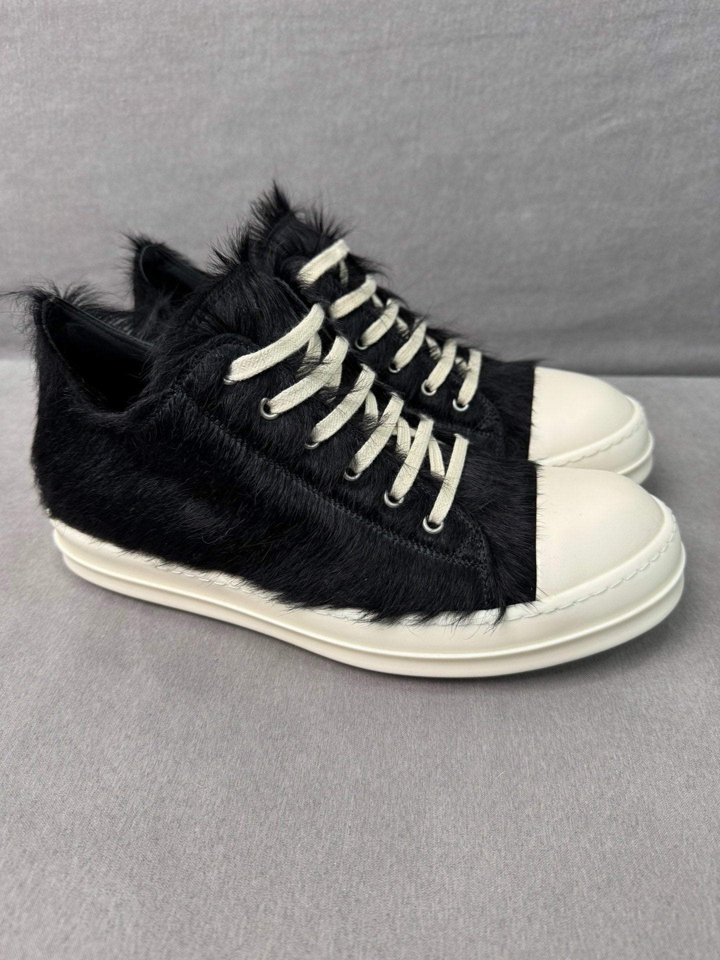 Rick Owens Horsehair High-Top Black White