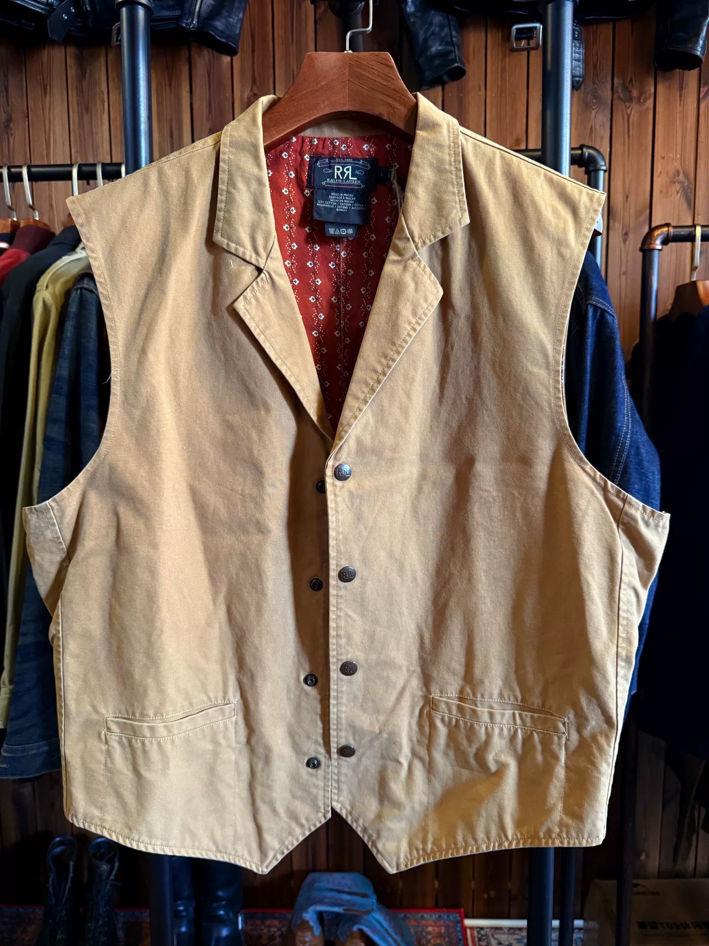 RRL Khaki Classic Vest