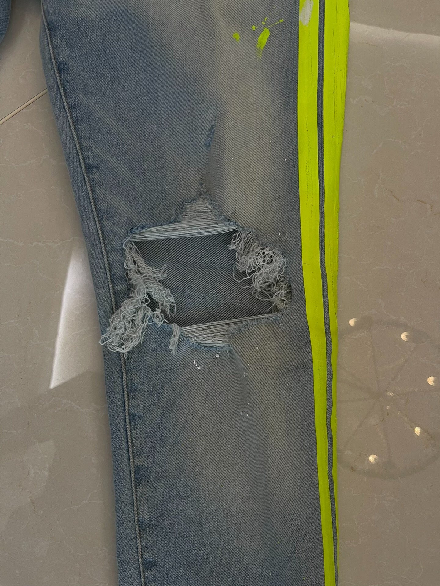 Amiri Neon Distressed Denim Jeans