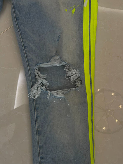 Amiri Neon Distressed Denim Jeans