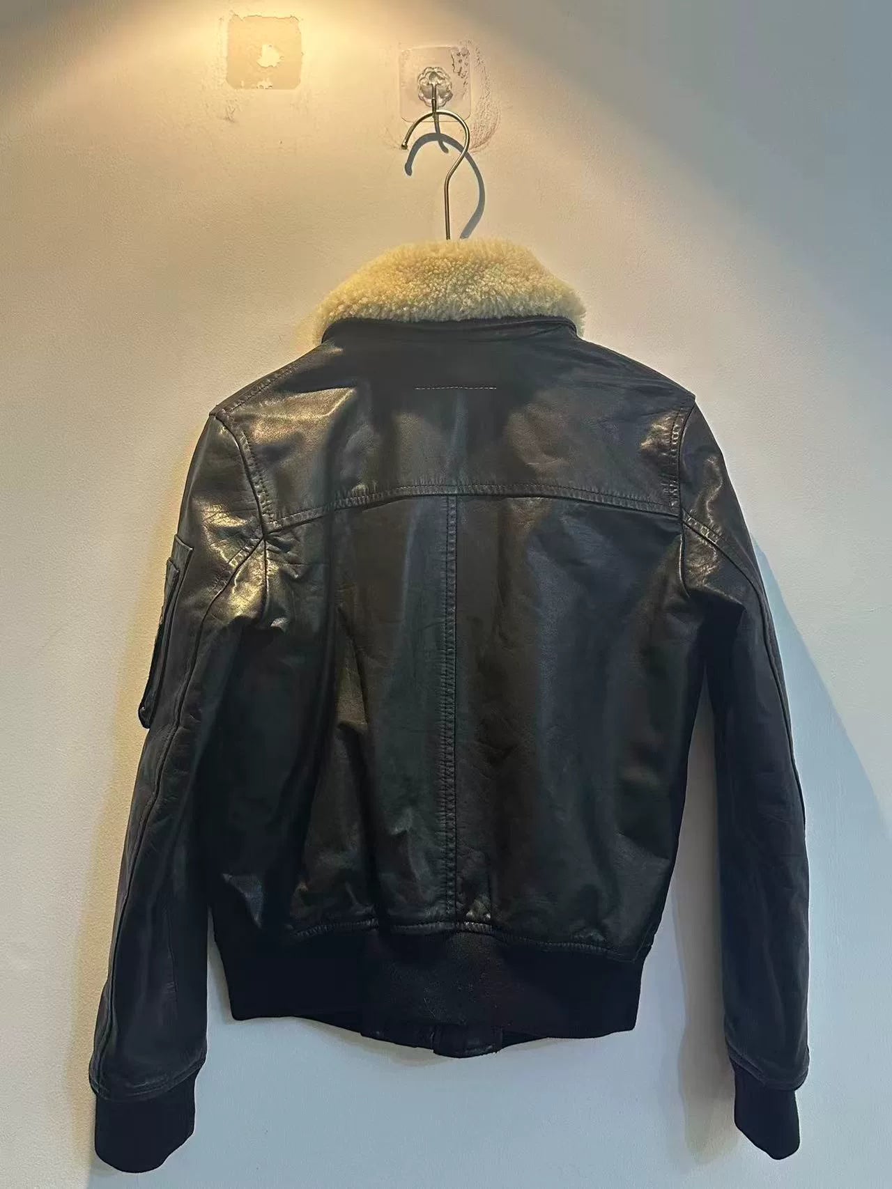 Maison Margiela Leather Jacket with Shearling Collar