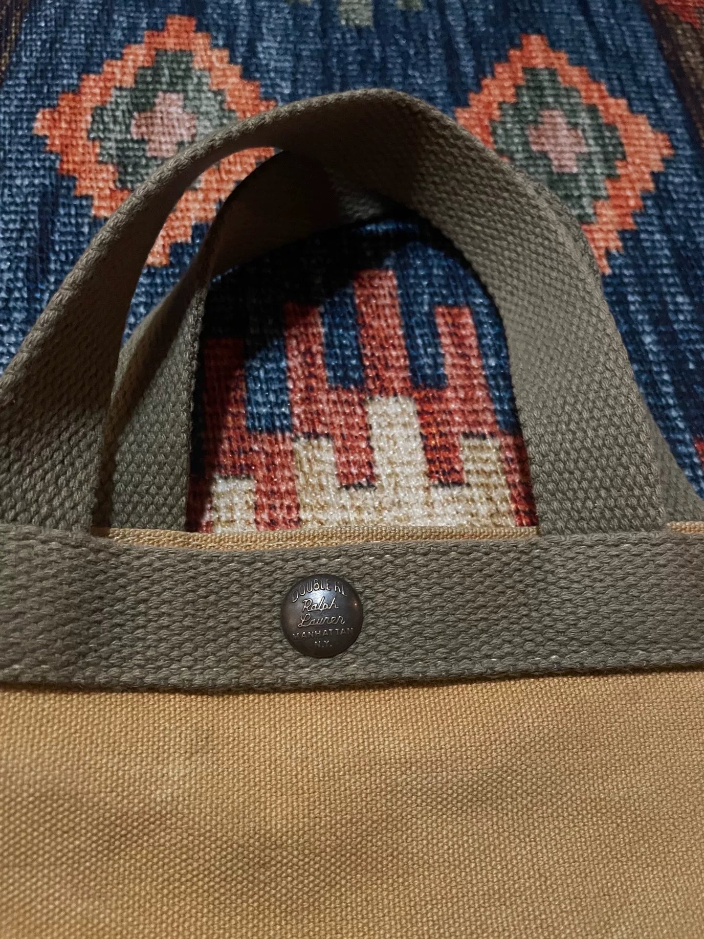 RRL Discontinued Canvas Dog Print Crossbody