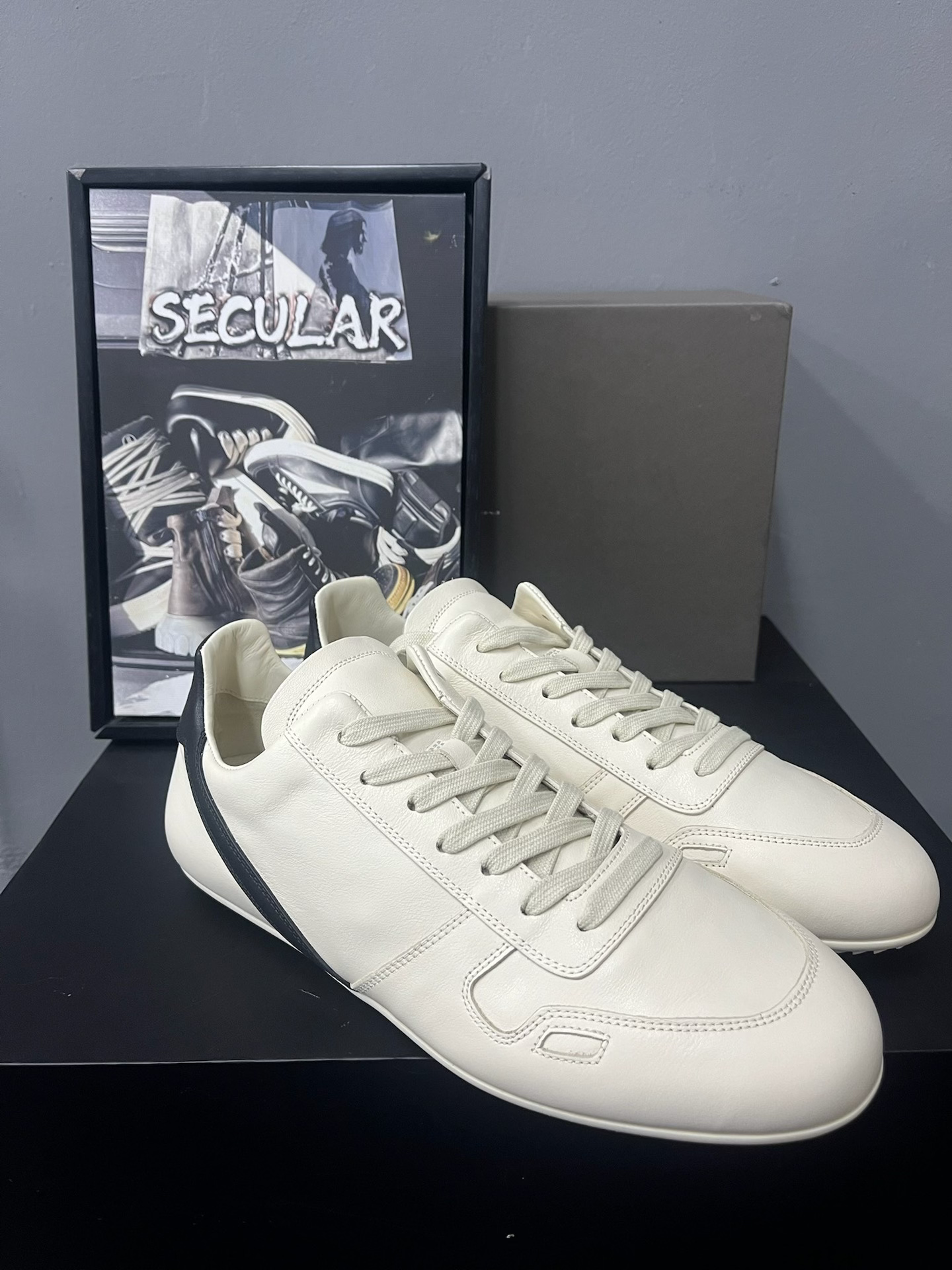 Rick Owens 25FW White Leather Low-Top Trainer