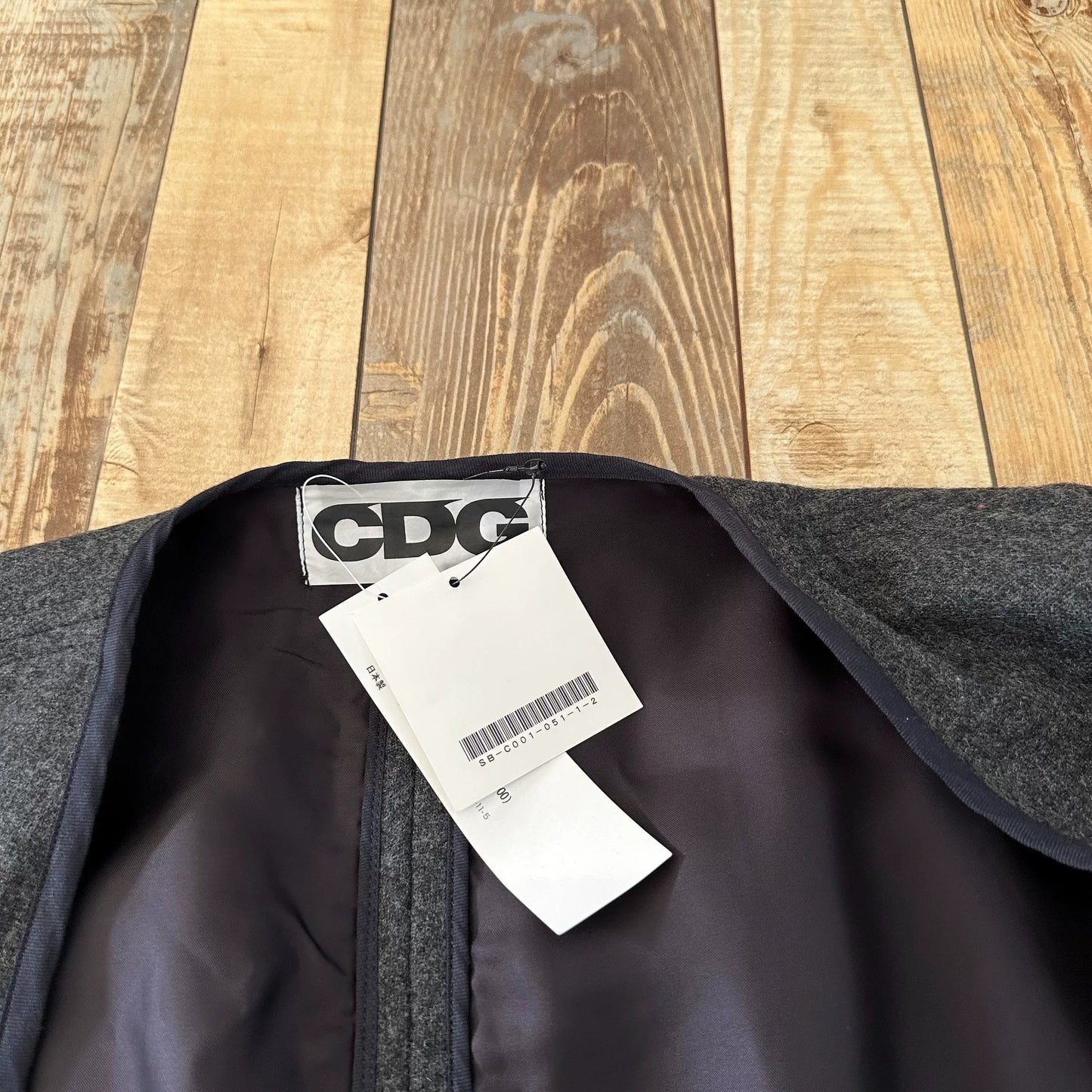 CDG Collarless Printed Tailcoat Trench