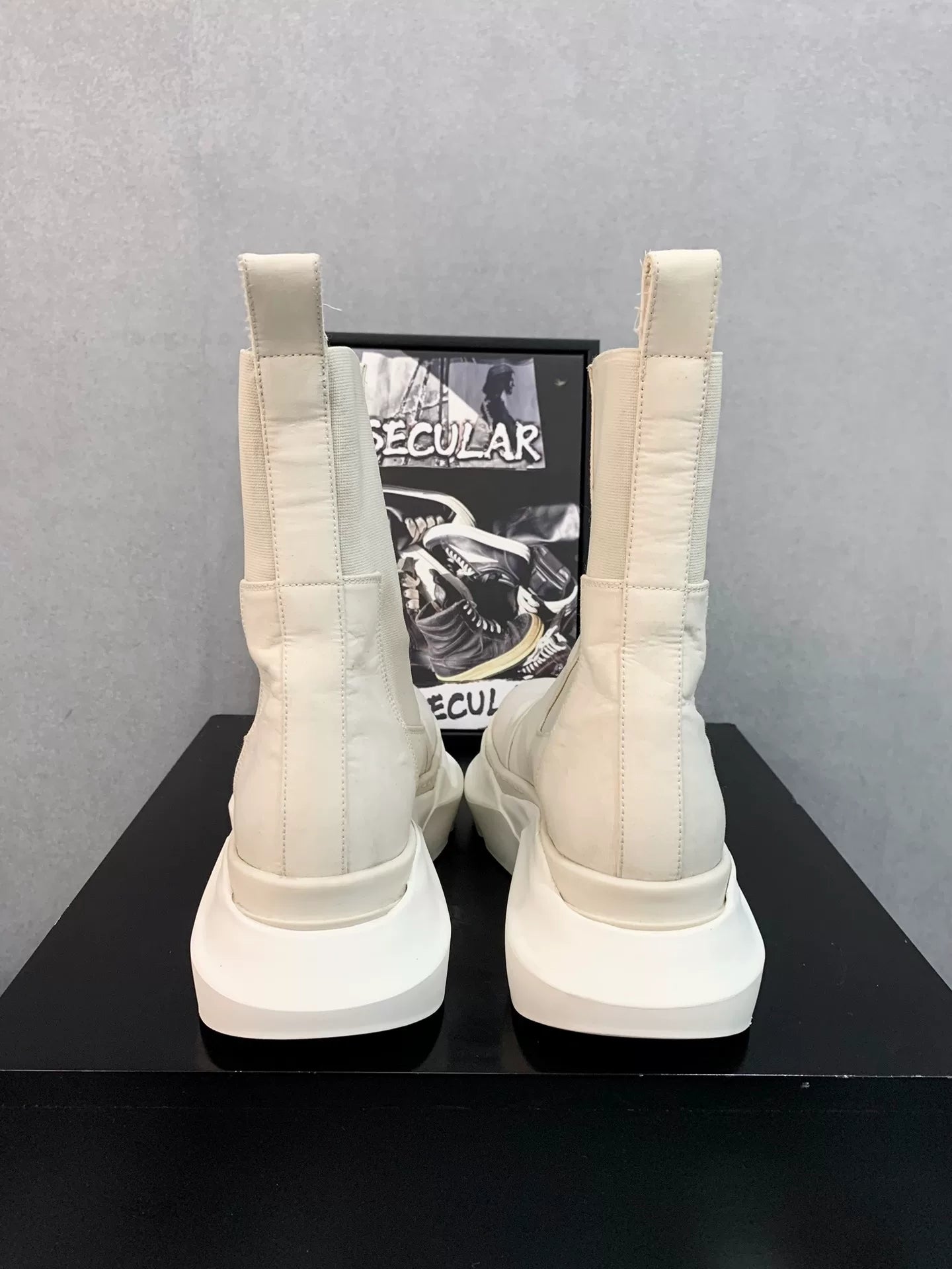 Rick Owens White Chelsea Thick-Sole Boots