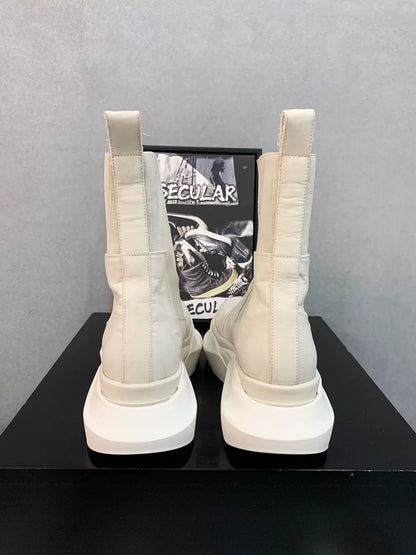 Rick Owens White Chelsea Thick-Sole Boots