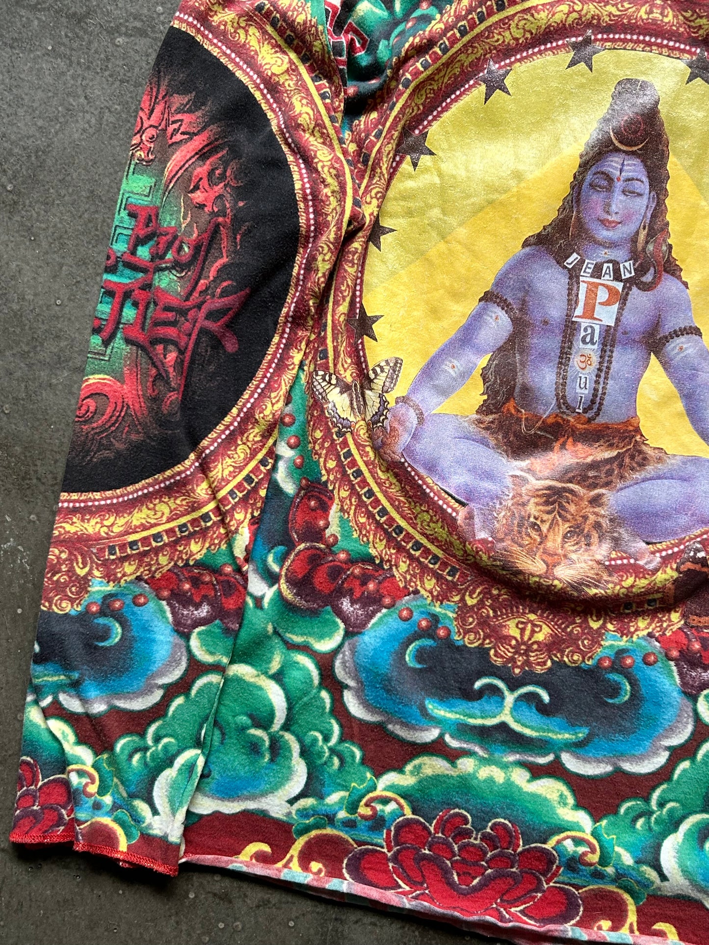 jean paul gaultier buddha print long sleeve shirt