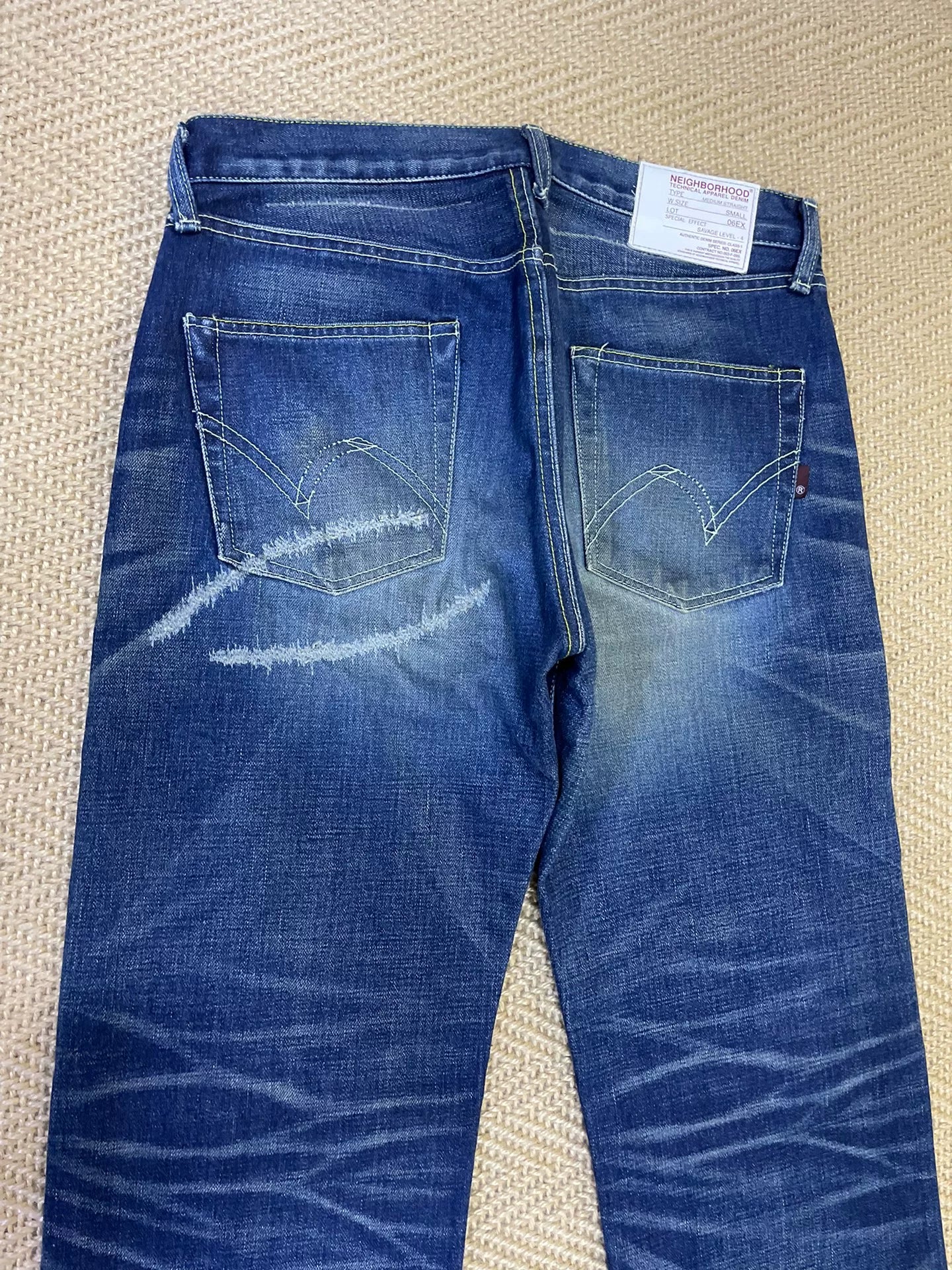 neighborhood patchwork distressed denim pants