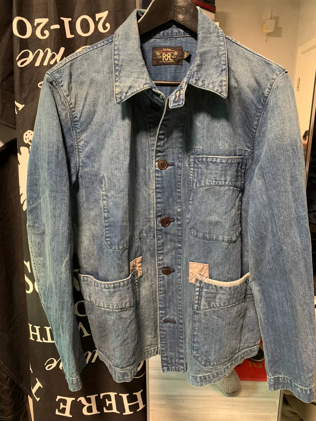 rrl classic denim work jacket size small
