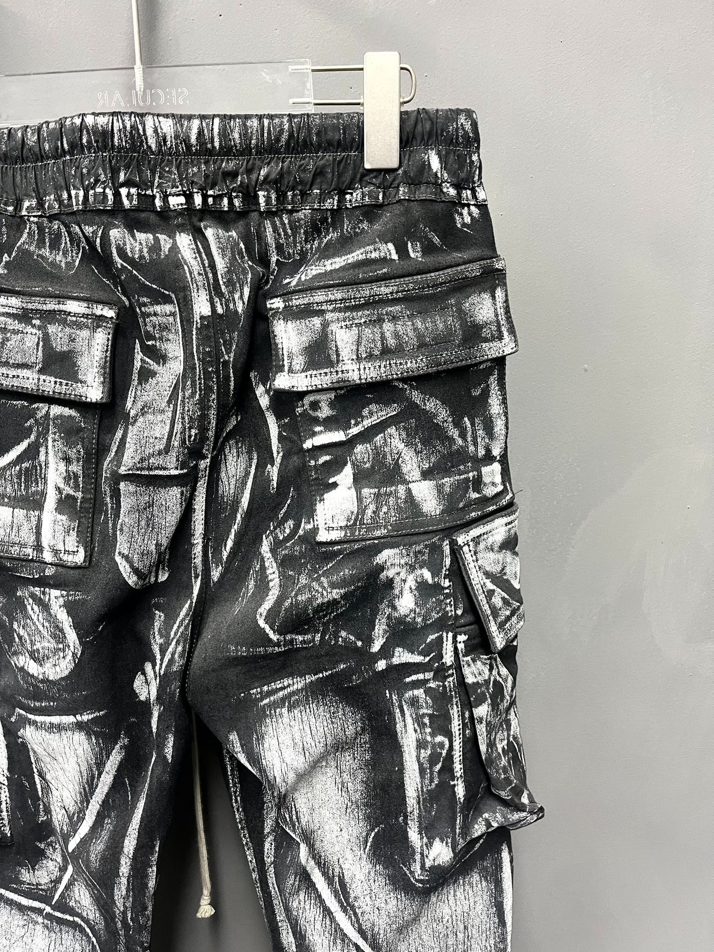 Rick Owens Painted Black White Cargo Pants