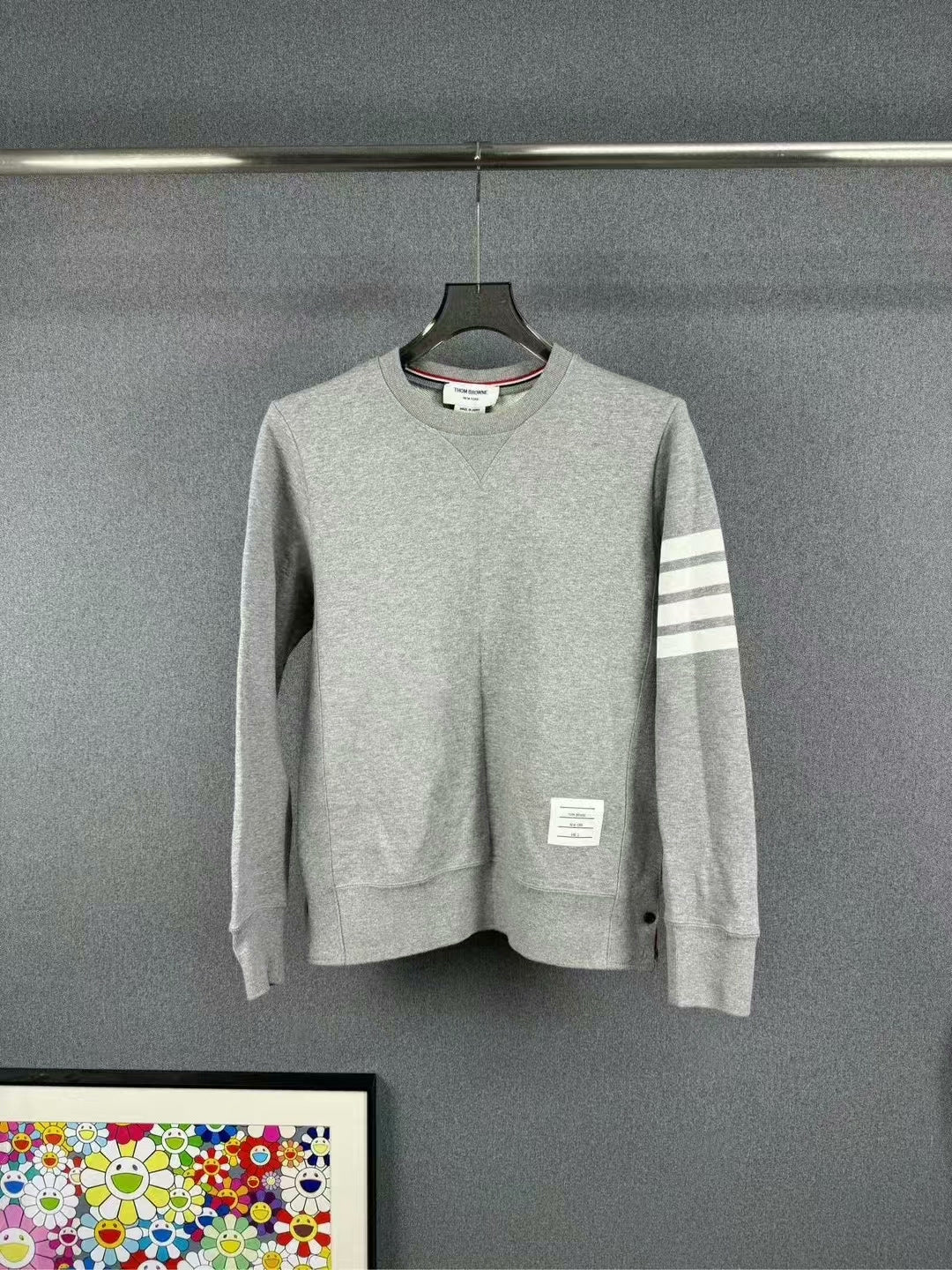 thom browne gray striped knit sweatshirt