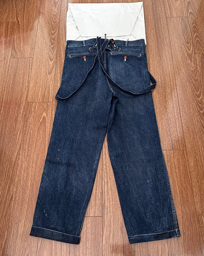 visvim ss camus braces pants in dry denim