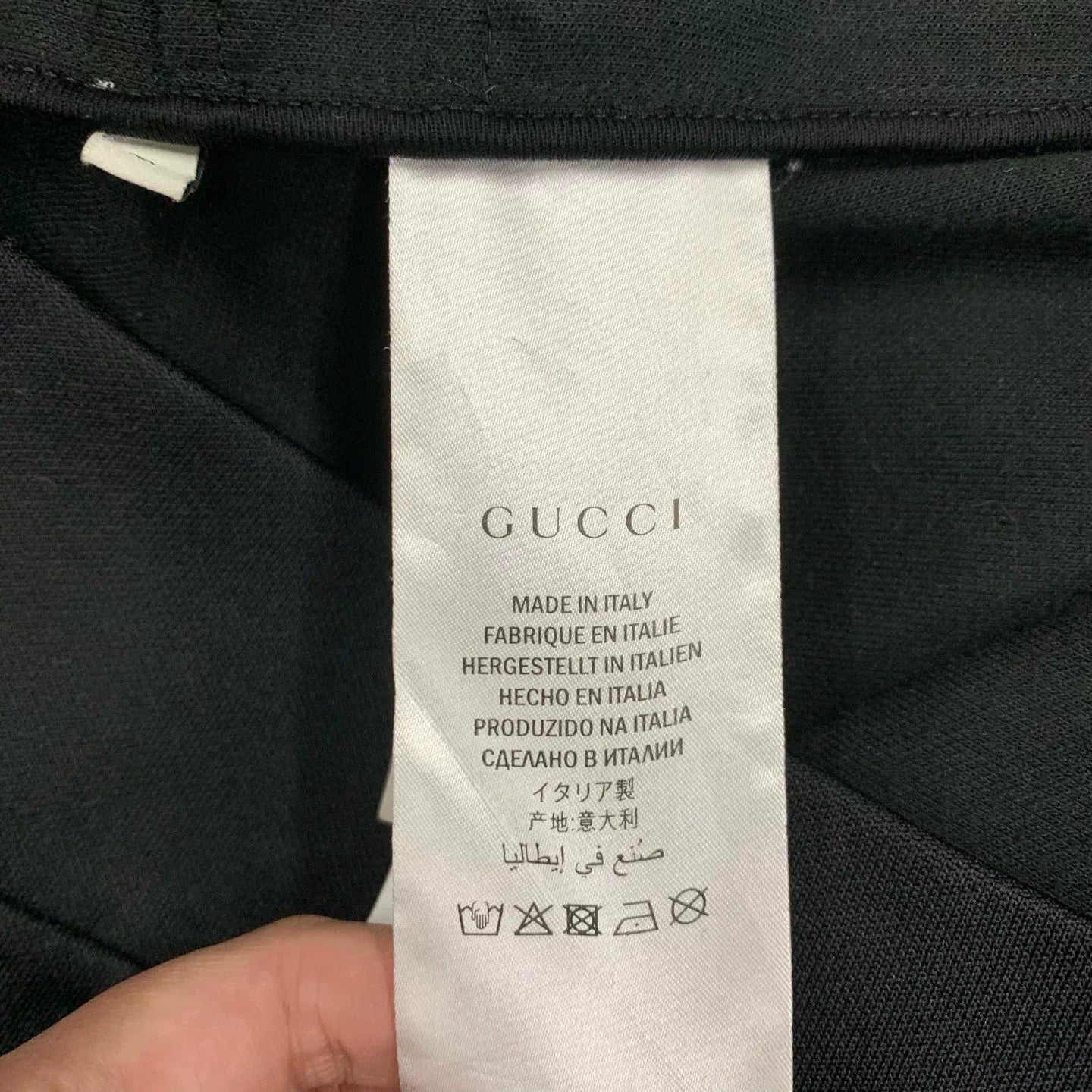 gucci black logo jacket with side stripes