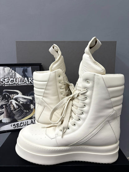 Rick Owens Mega Show Milk White Geobasket Boots