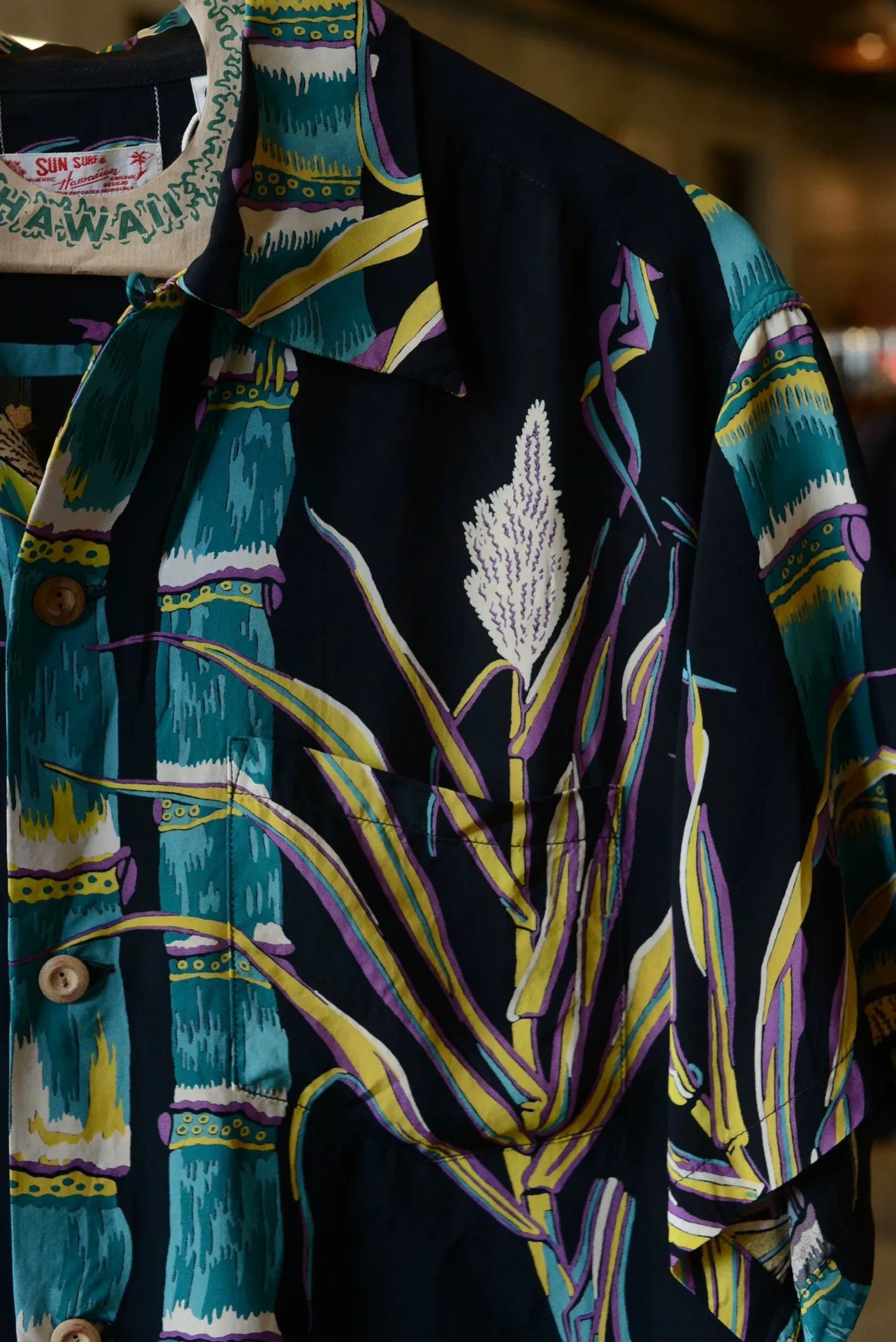 SunSurf Bamboo Aloha Wooden Button Shirt