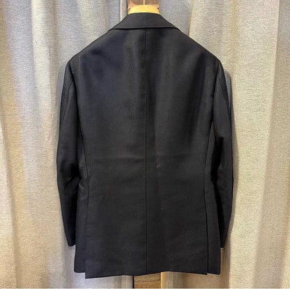 navy blue tailored suit jacket for men