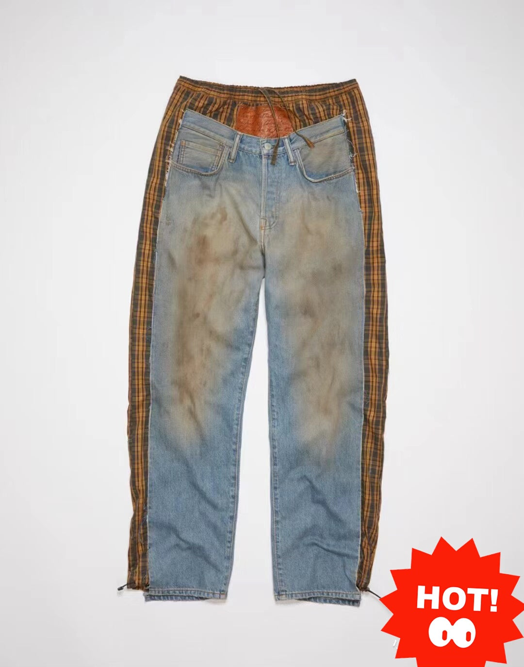 Acne Studios Dirty Fit Patchwork Denim Pants