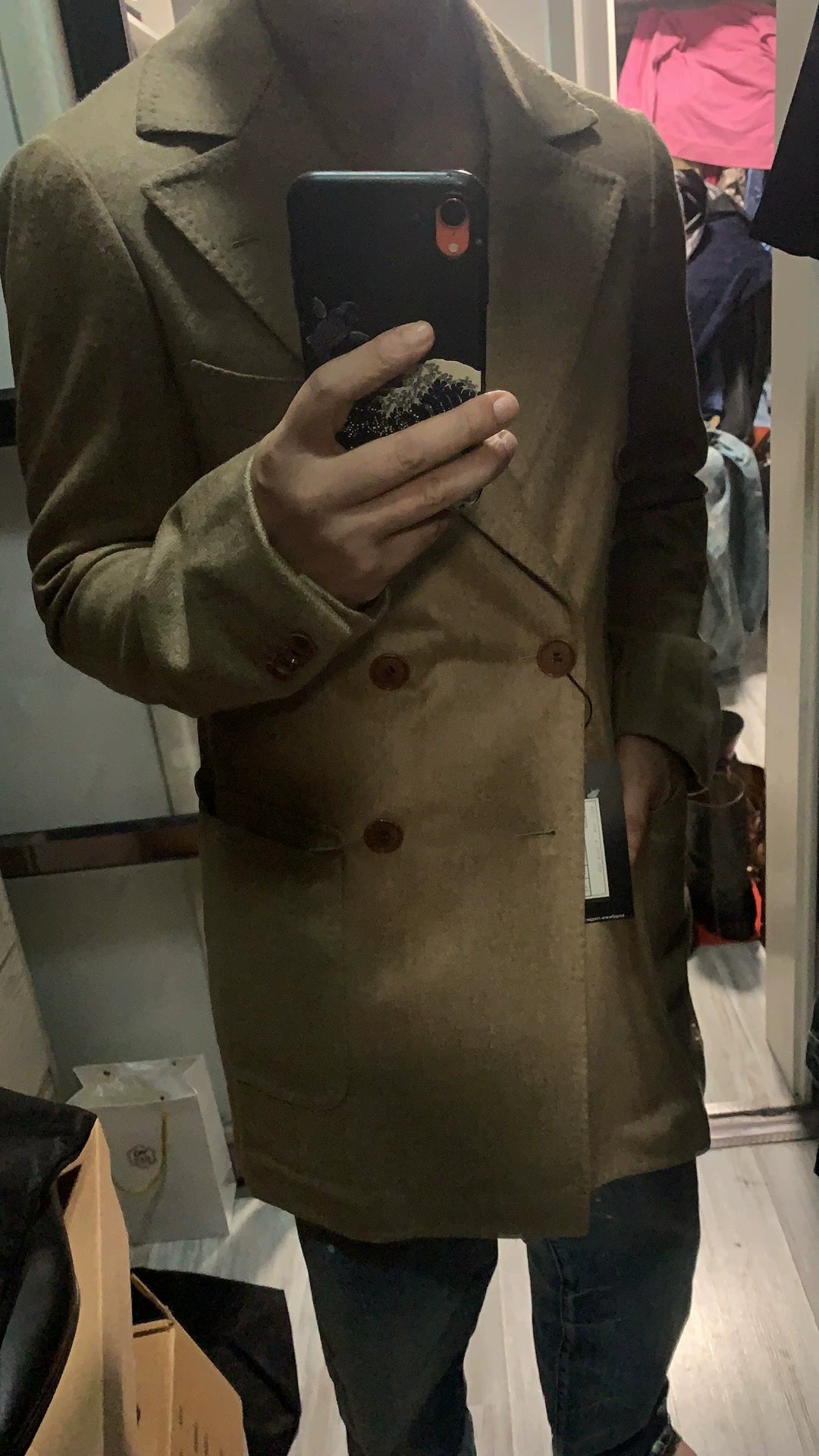 brand  double-breasted jacket in brown