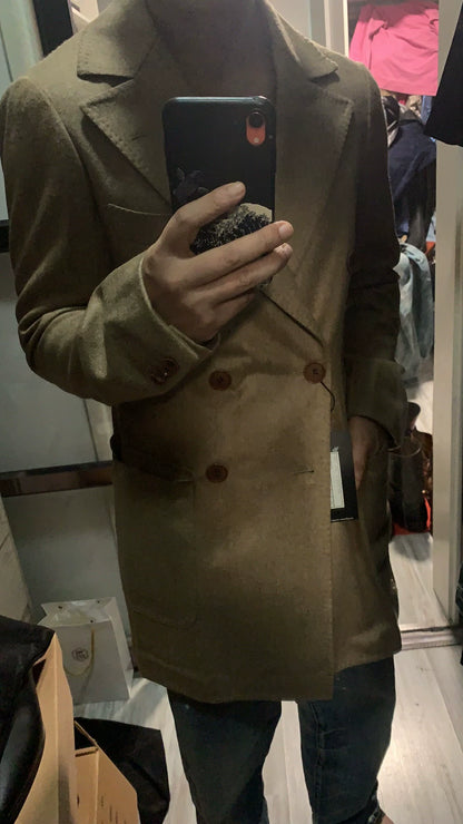 brand  double-breasted jacket in brown