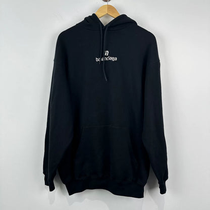 Balenciaga Black Embroidered Hoodie Size S