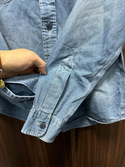 RRL Denim Long Sleeve Shirt in Blue