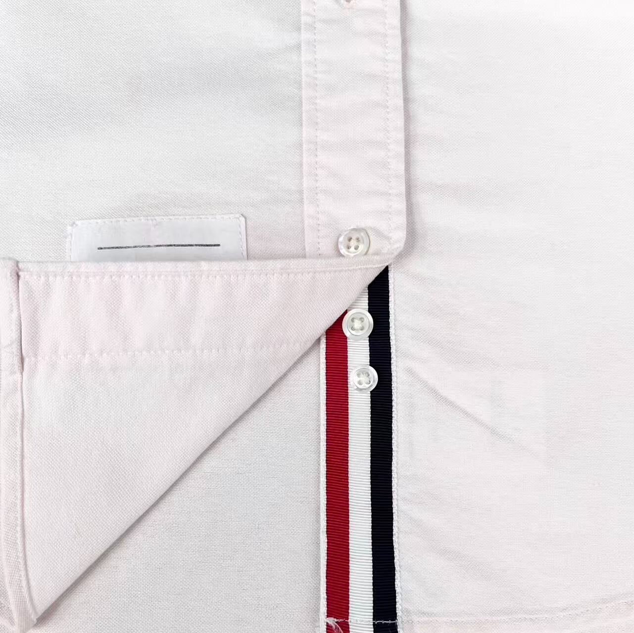 thom browne light pink oxford shirt jacket