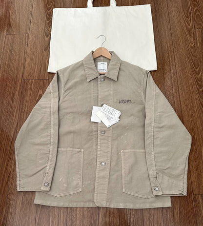 visvim coverall in beige corduroy jacket