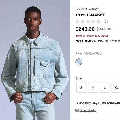 Levi's Blue Tab Type 1 Denim Jacket