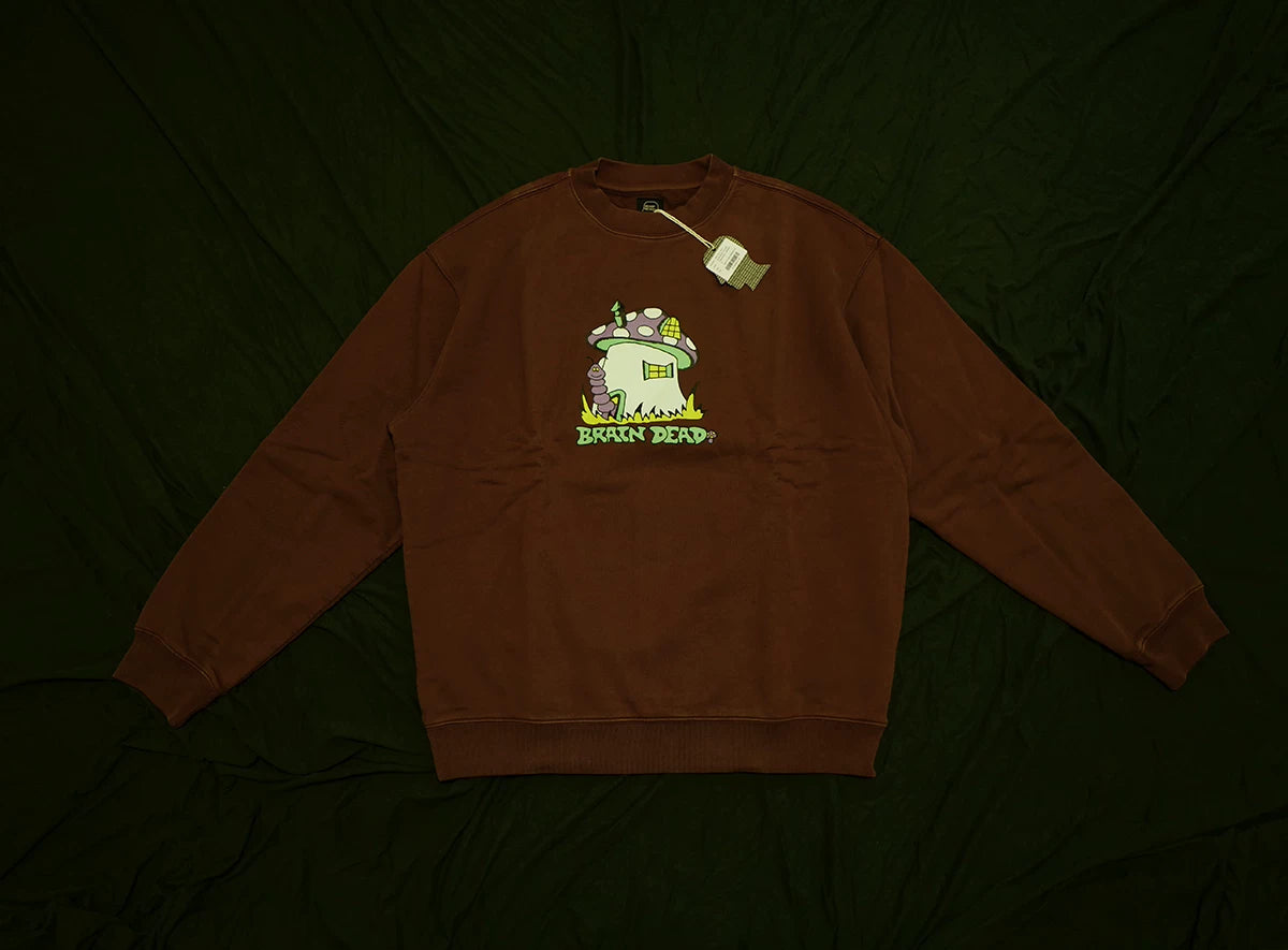 brain dead mushroom house crewneck sweatshirt