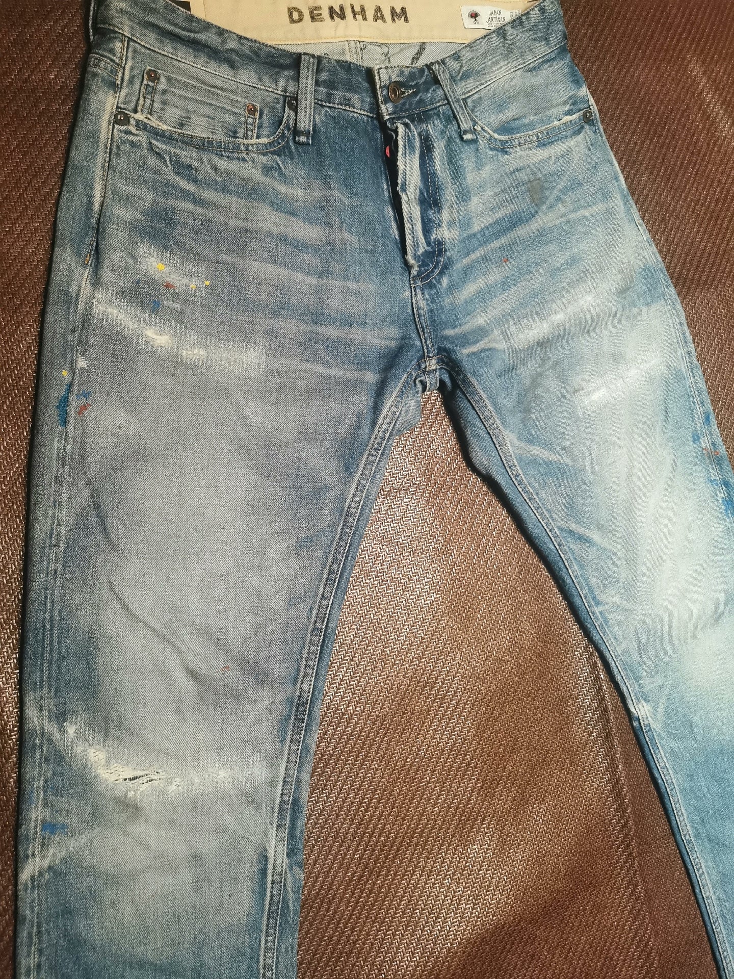 Denham Light Blue Distressed Denim Jeans