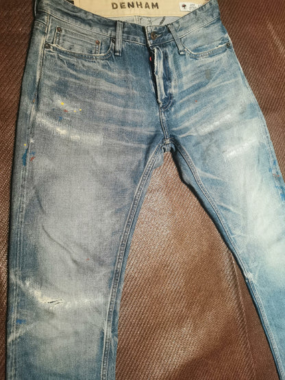 Denham Light Blue Distressed Denim Jeans