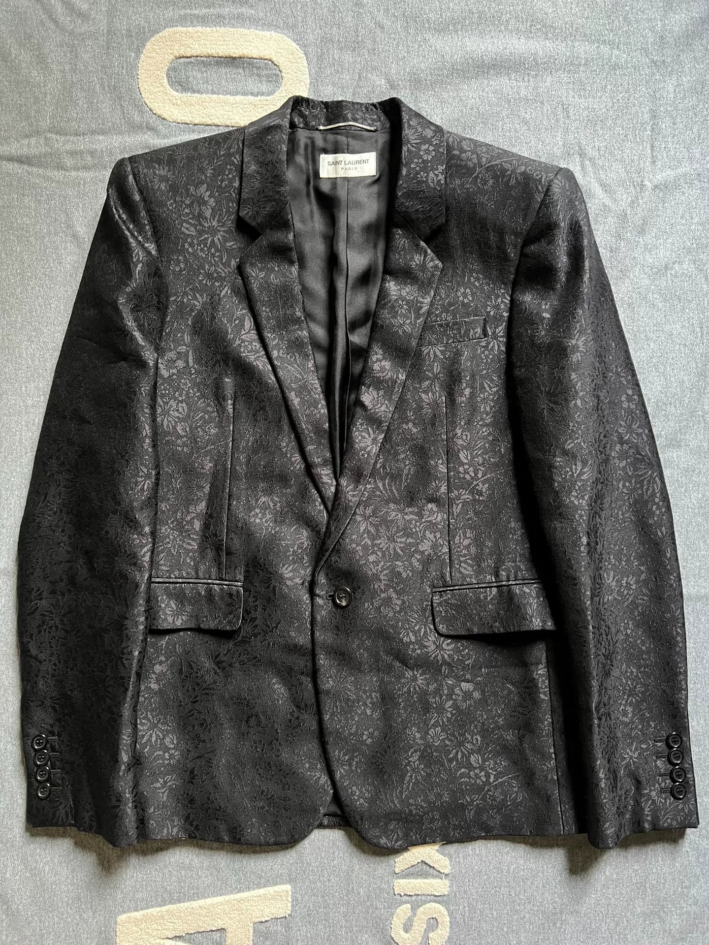 Saint Laurent Black Floral Jacquard Blazer
