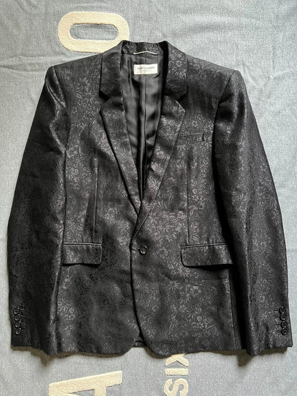 Saint Laurent Black Floral Jacquard Blazer