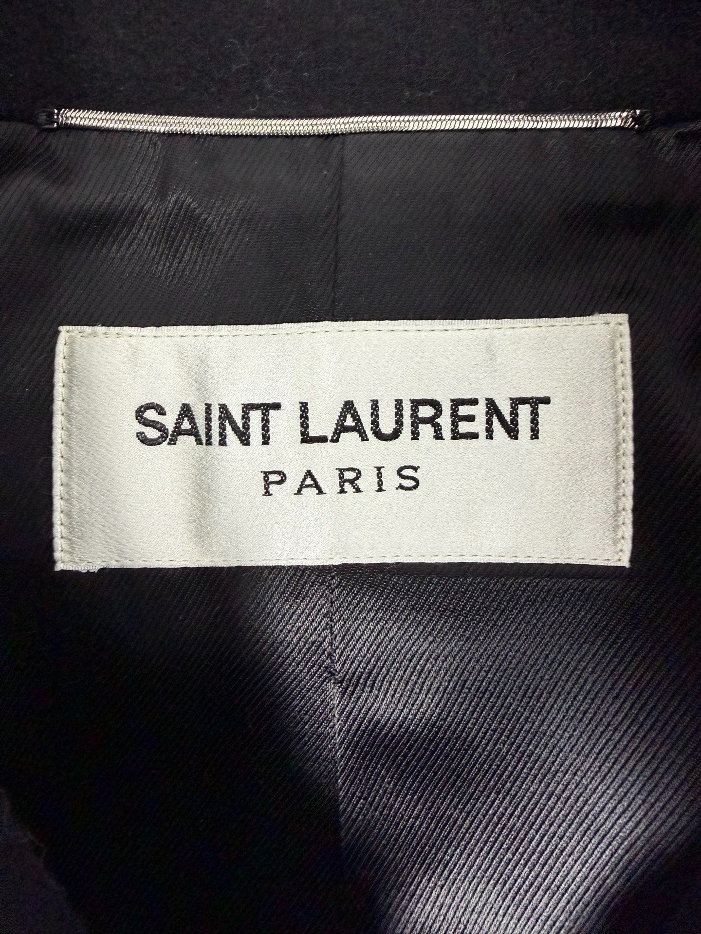Saint Laurent Black Double-Breasted Wool Coat