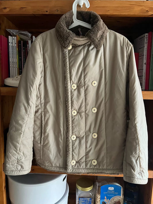 double-breasted cotton outerwear jacket
