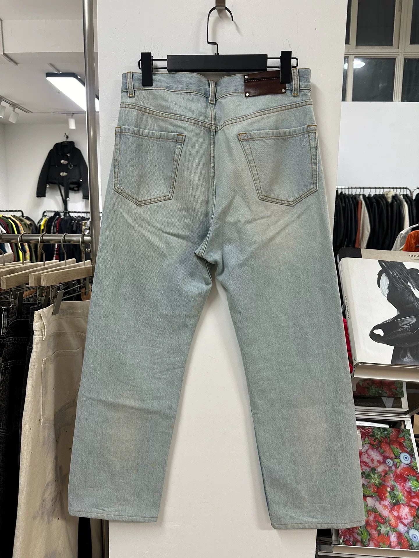 drapes van noten water-washed denim pants