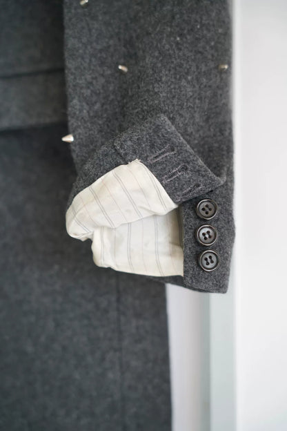 gray wool coat with studs by Sulvam