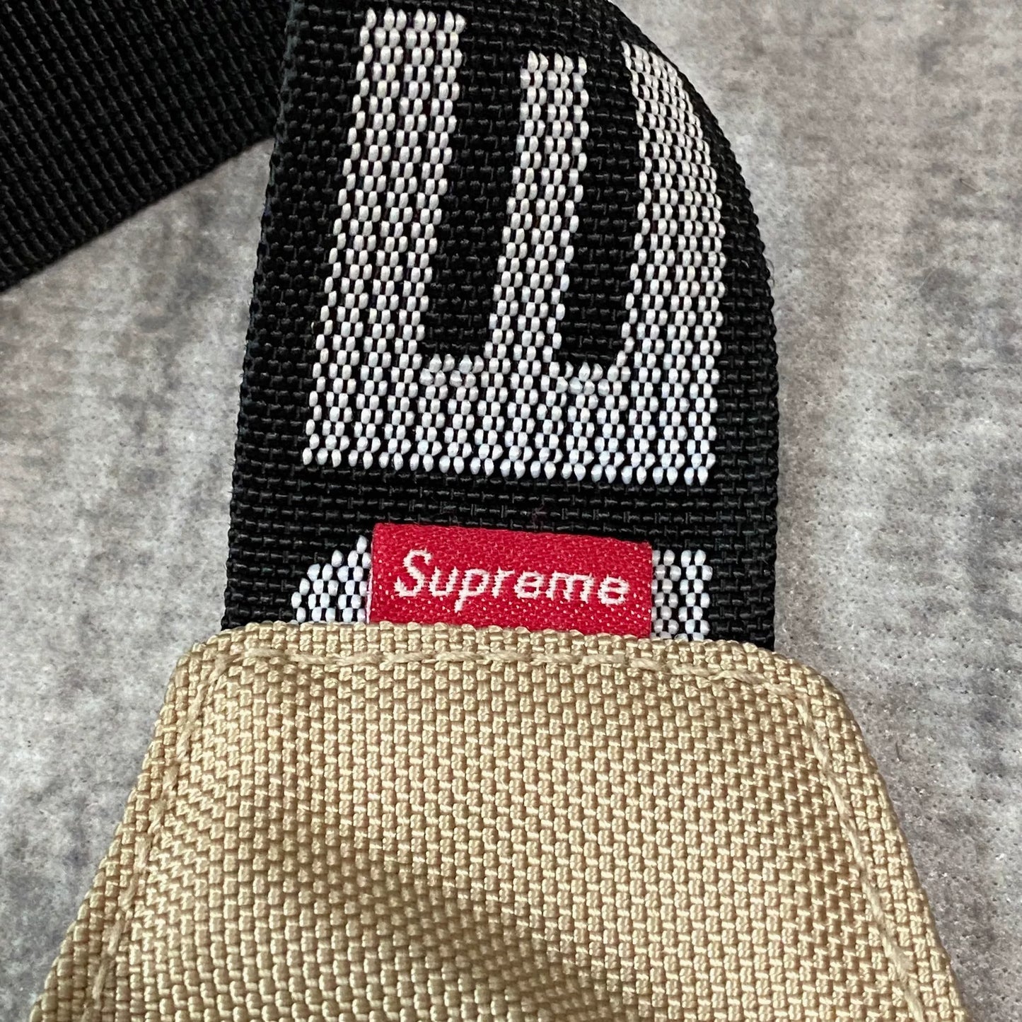 supreme khaki waist bag with shoulder strap