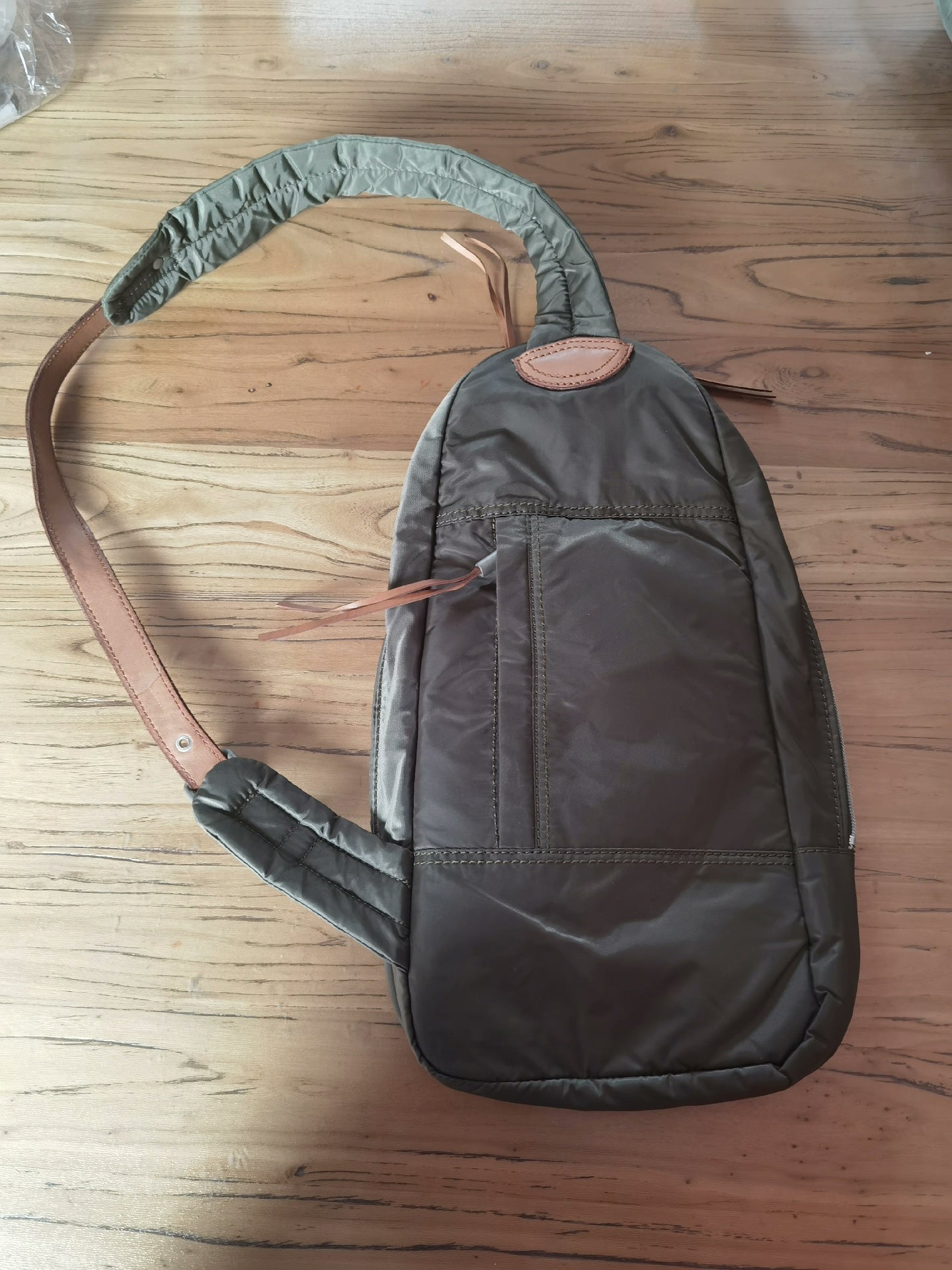 Diesel Military Green Leather Chest Bag