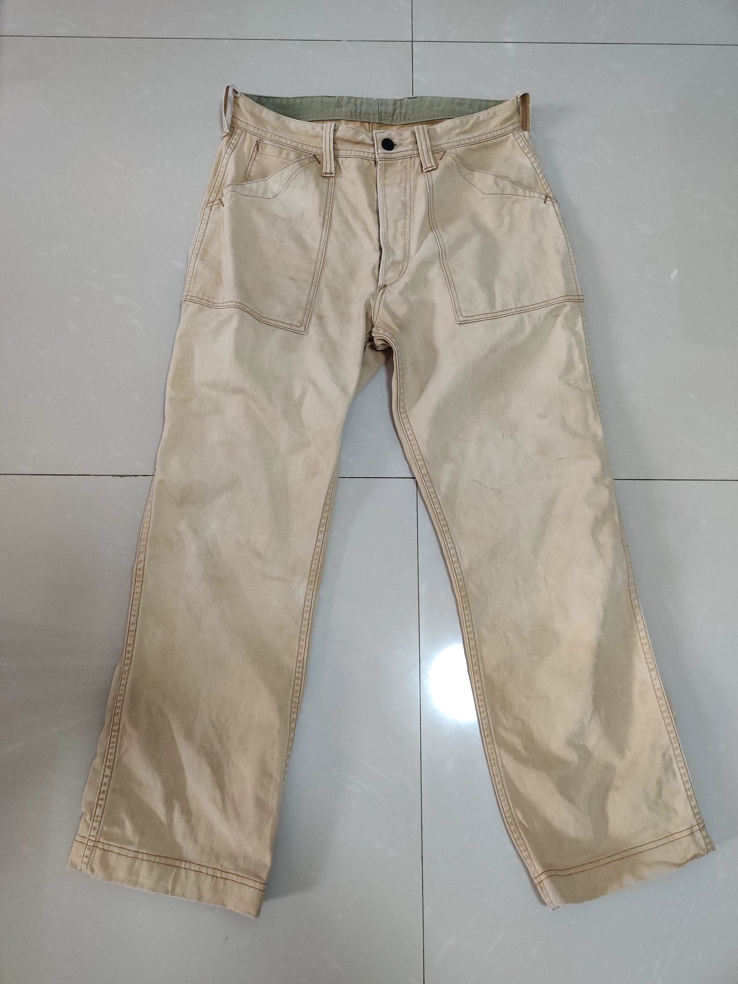 miner bootleggers pants in khaki yellow