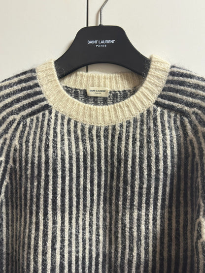 Saint Laurent Black White Stripe Sweater L