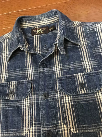 RRL Indigo Check Shirt (Vintage S)