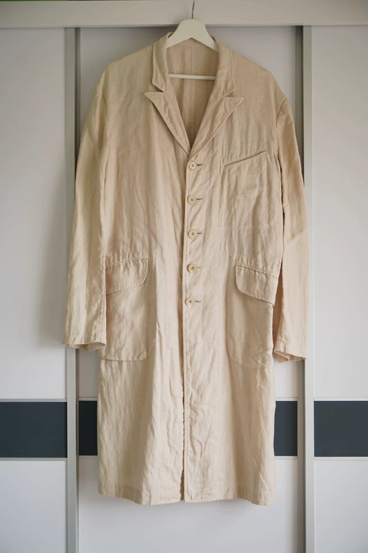 Yohji Yamamoto Beige Linen Coat