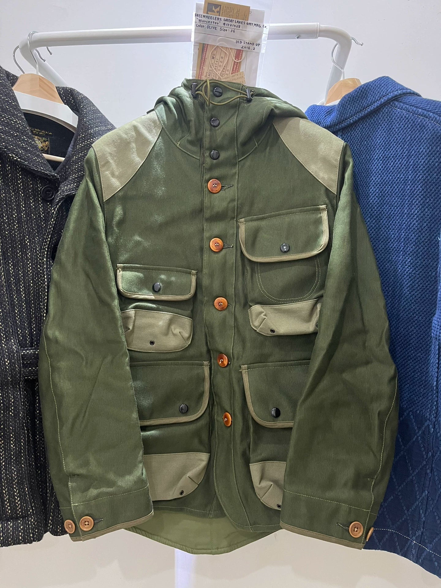 freewheelers olive green parka with tags