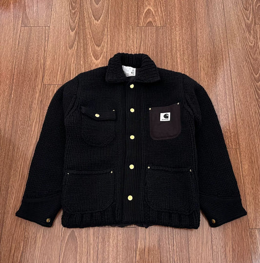 sacai x carhartt wool knit jacket