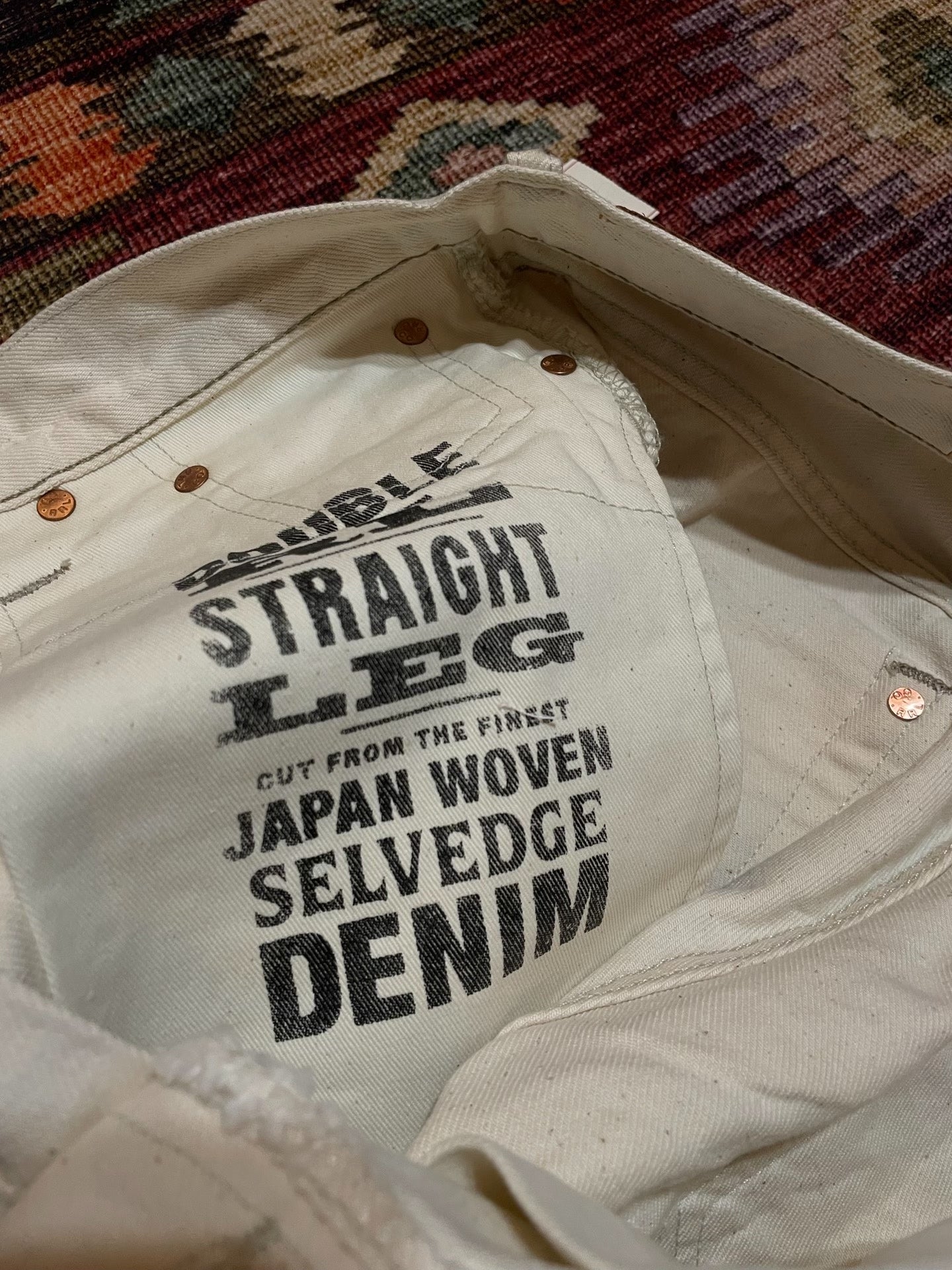 RRL Japanese Cotton Straight Leg White Jeans